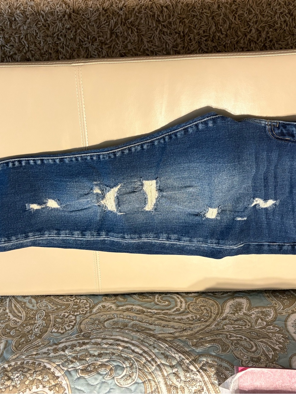 Maurices blue distressed denim jeans with frayed hem